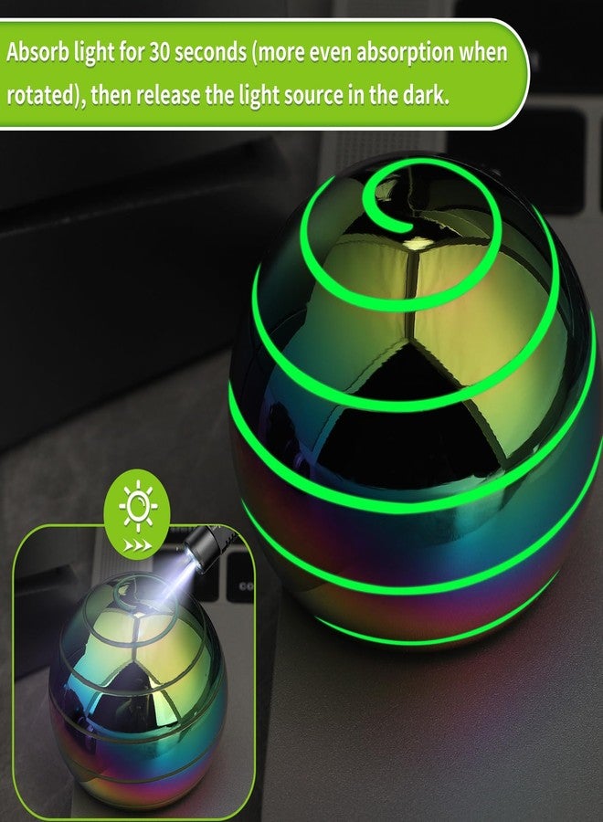 Dilabnba Kinetic Fidget Spinner Lumious Desk Toy for Kids Adults, Cool Optical Illusion Gadget Metal Stress Relief Gyro Ball, Easter Egg Stuffer Birthday Party Gift for Age 3-12 5-16 (Rainbow-Green Light) - Image 2